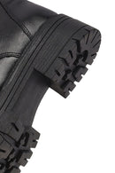 Woman Black Zippered Thick Sole Leather Postal Boots | Derimod