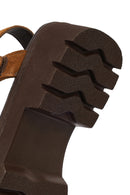 Woman Tan Strappy Thick-Soled Suede Leather Sandals | Derimod
