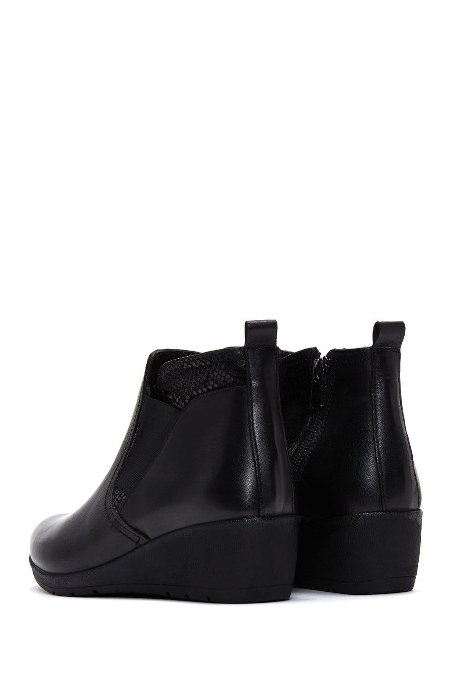 Women's Leather Wedge Heel Boots