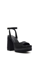 Women's Black Ankle Buckle Platform High Thick Heel Sandals | Derimod
