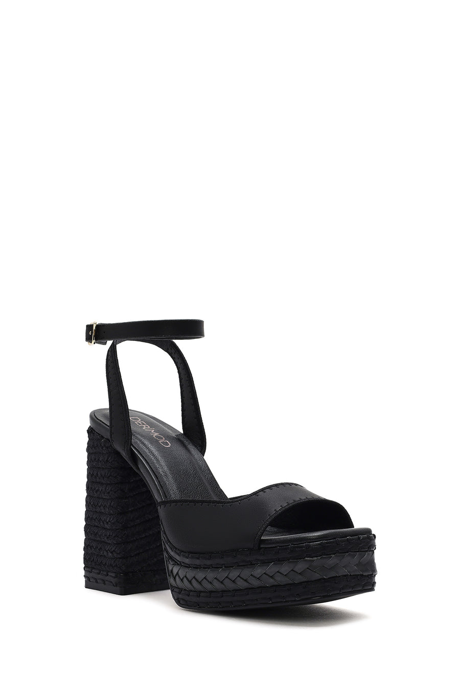Women's Black Ankle Buckle Platform High Thick Heel Sandals