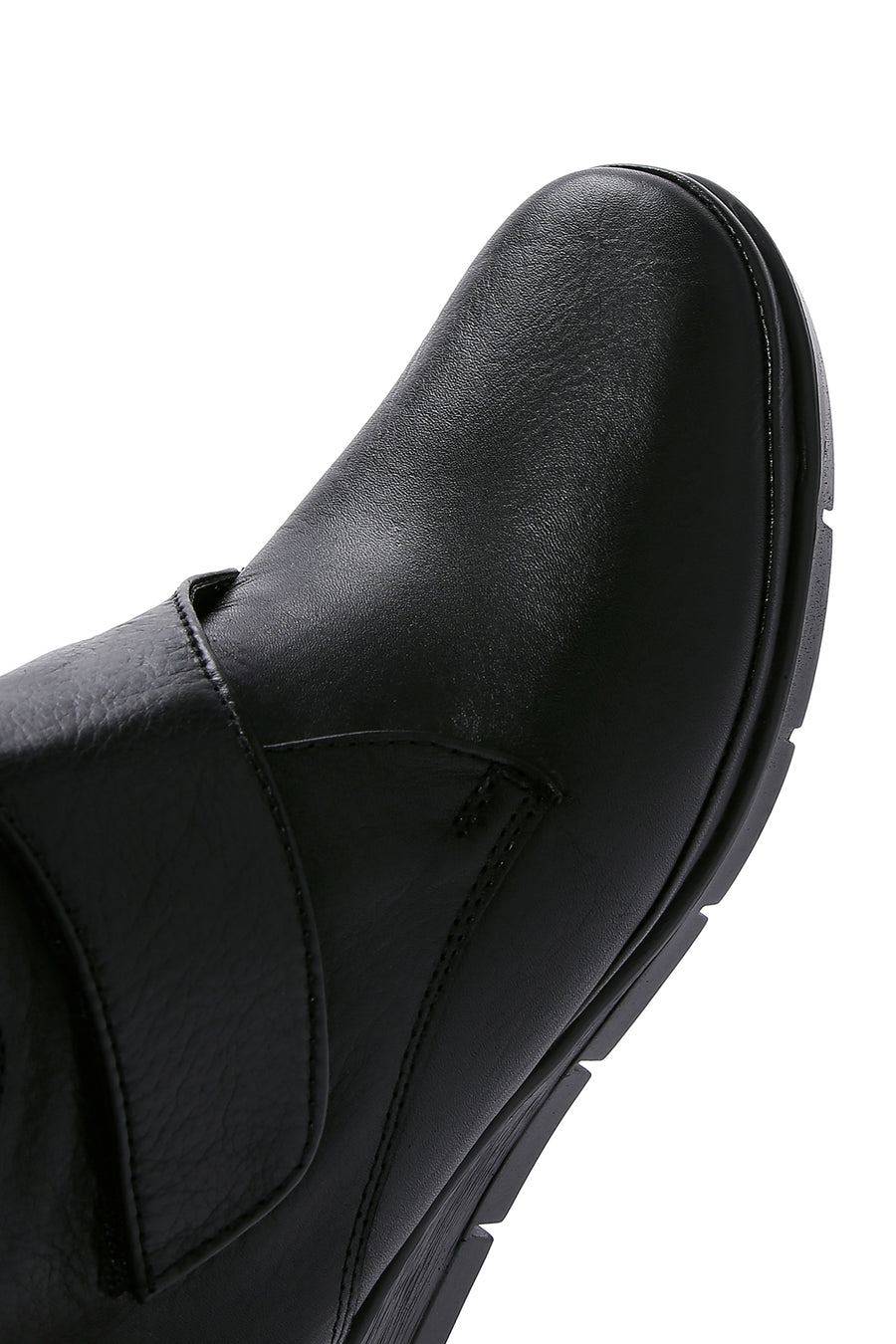 Women's Black Strappy Leather Comfort Boots