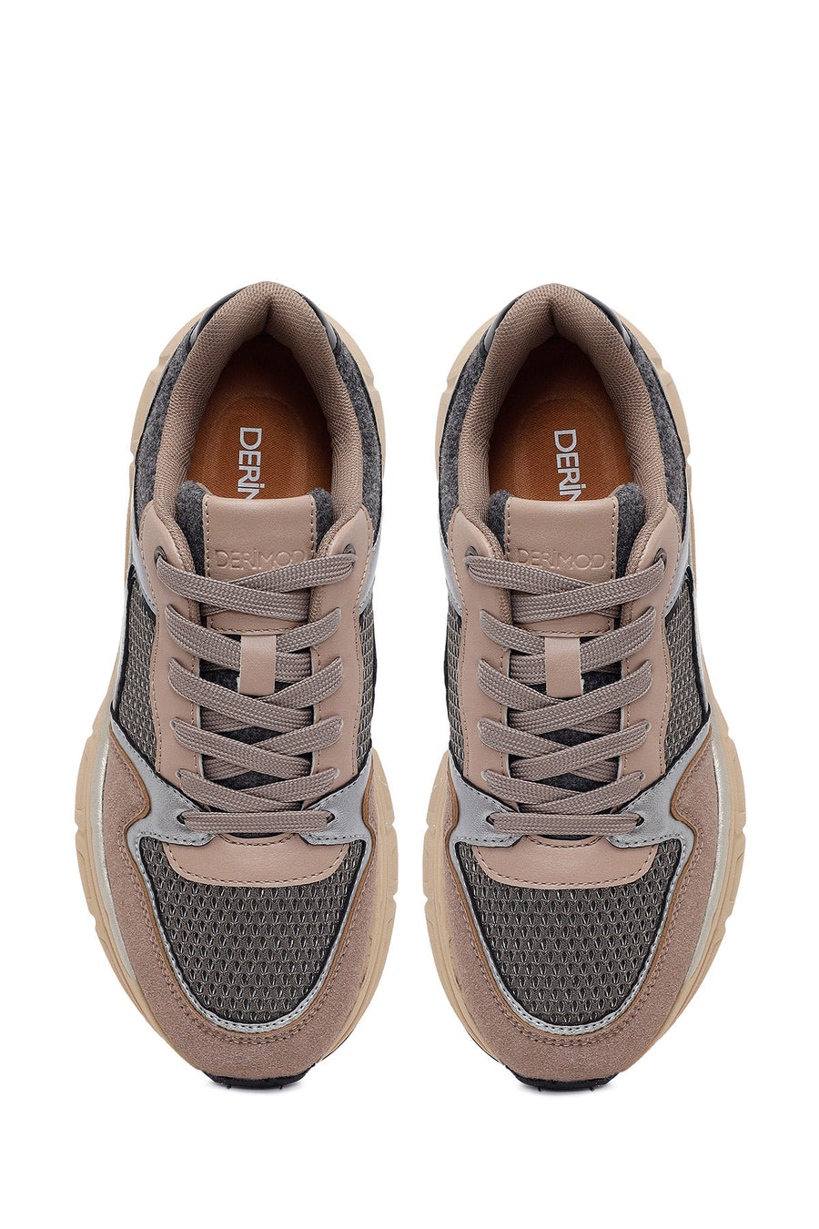 Kadın Vizon Bağcıklı Kalın Tabanlı Sneaker