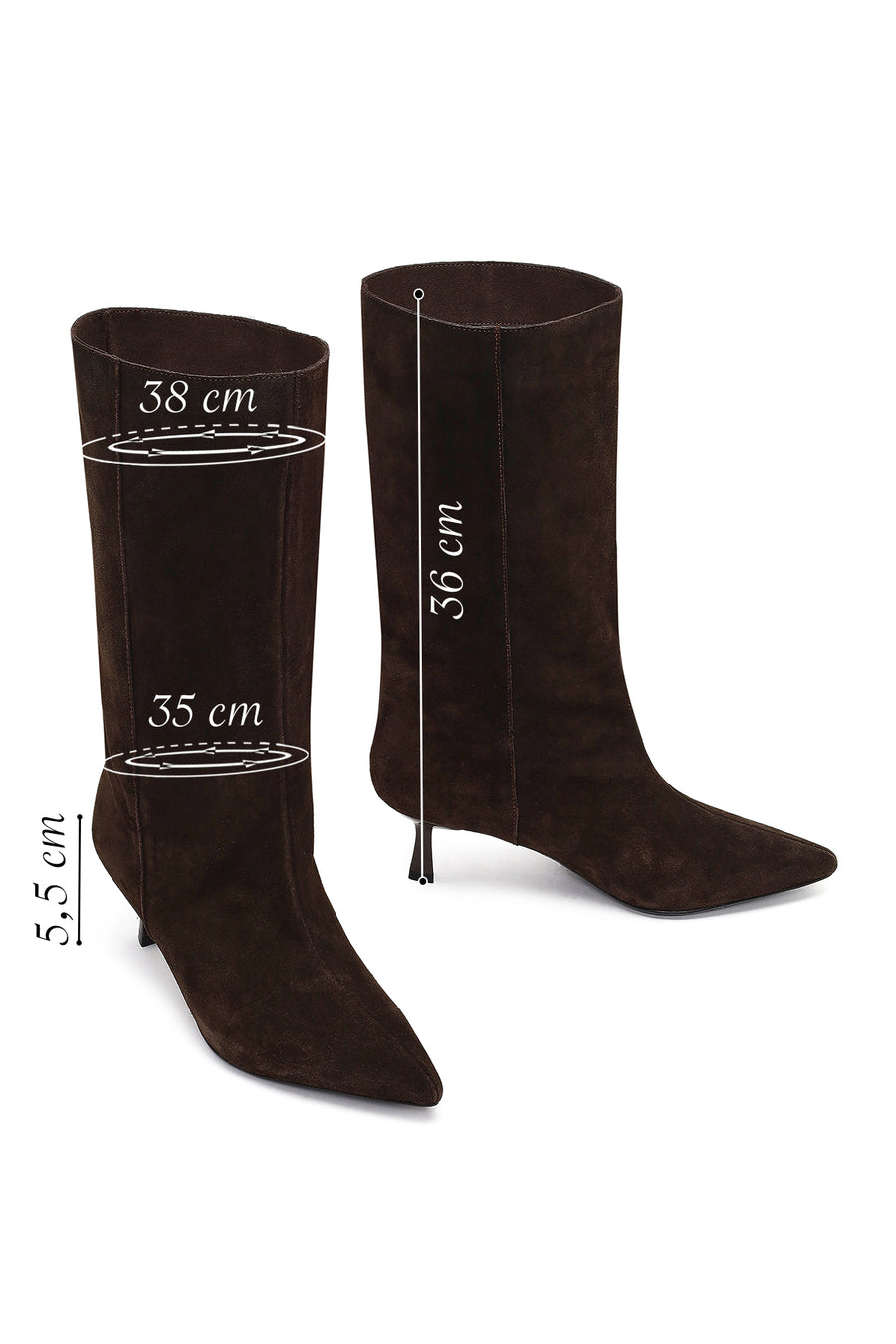 Woman Brown Thin-Heeled Suede Boots