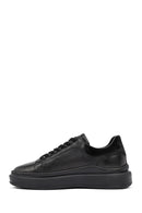 Men's Black Lace-Up Thick-Soled Leather Sneaker | Derimod
