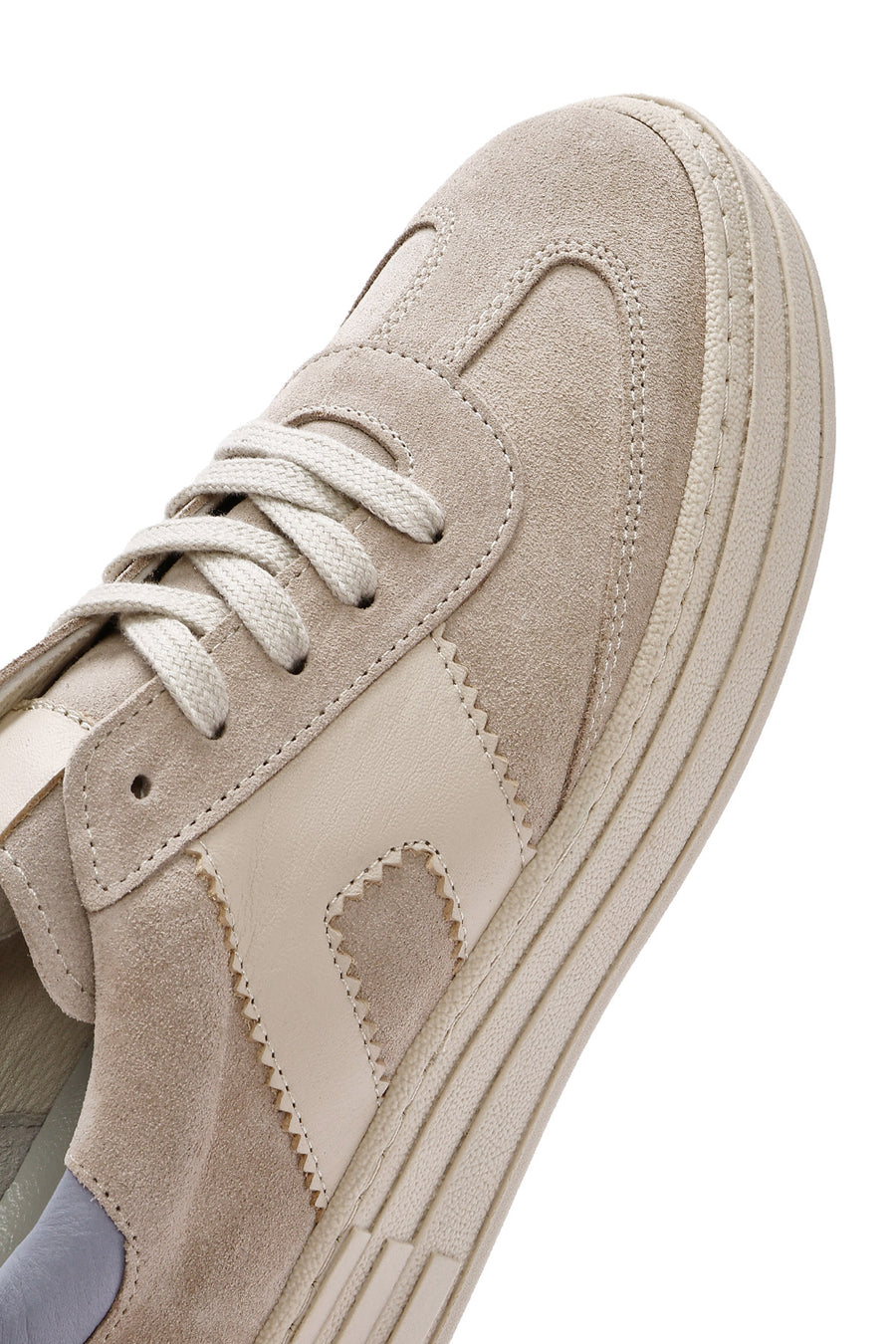 Women's Beige Lace-Up Suede Leather Sneaker