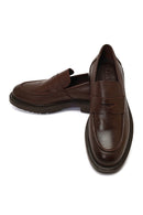 Men's Brown Thick Sole Leather Loafer | Derimod