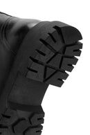 Woman Black Lace-Up Zipper Detail Leather Postal Boots | Derimod