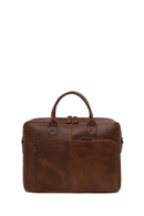 Male Brown Long Strap Leather Briefcase | Derimod