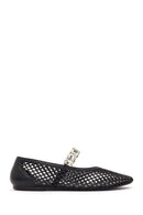 Women's Black Jelly Ballet Flats with Rhinestones | Derimod