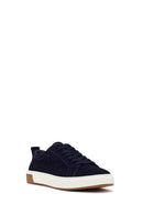 Erkek Lacivert Bağcıklı Süet Deri Sneaker | Derimod
