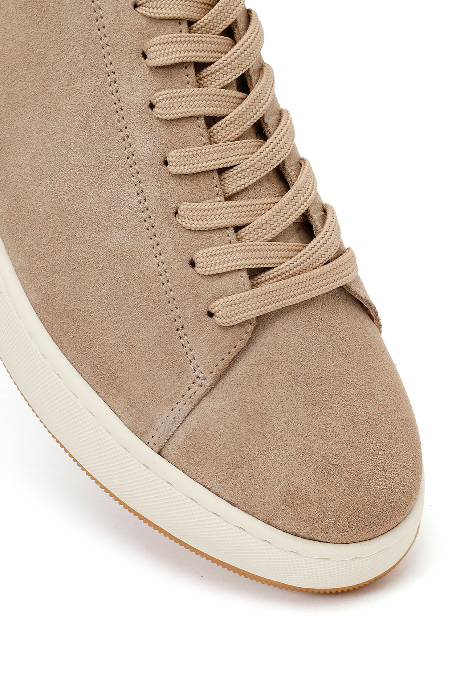 Male Beige Lace-Up Thick-Soled Suede Leather Sneaker