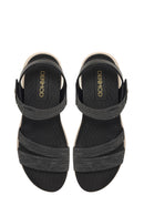 Woman Black Thick-Soled Fabric Comfort Sandal | Derimod