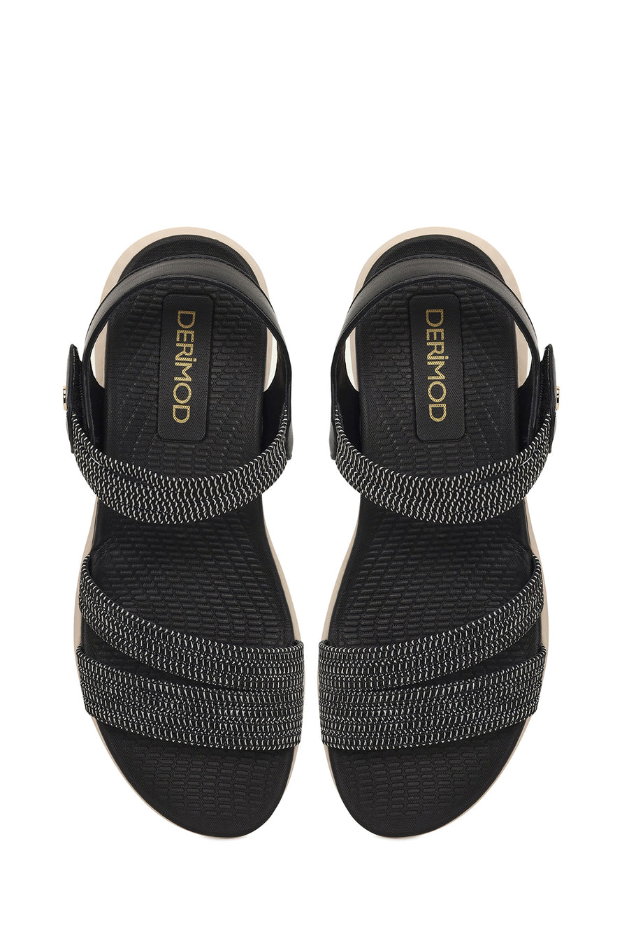 Woman Black Thick-Soled Fabric Comfort Sandal