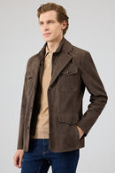 Sacramento Men's Brown Nubuck Leather Jacket | Derimod
