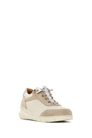 Woman Cream Lace-Up Thick-Soled Leather Comfort Shoes | Derimod