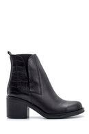 Women's Crocodile Patterned Heeled Leather Boots | Derimod