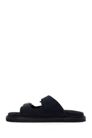 Male Black Strap Suede Slipper | Derimod