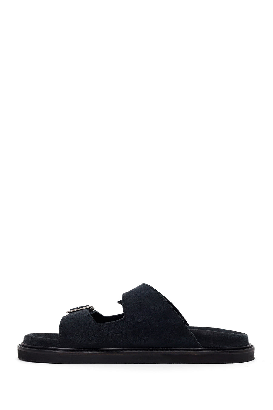 Male Black Strap Suede Slipper