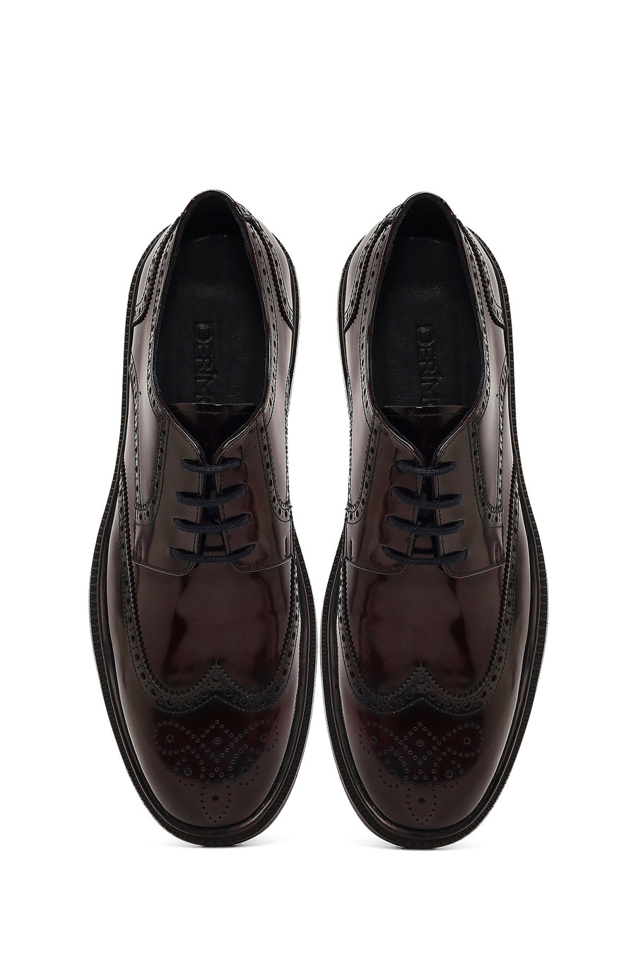 Men's Burgundy Thick Sole Leather Casual Shoes