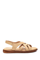 Women's Beige Leather Comfort Sandals | Derimod