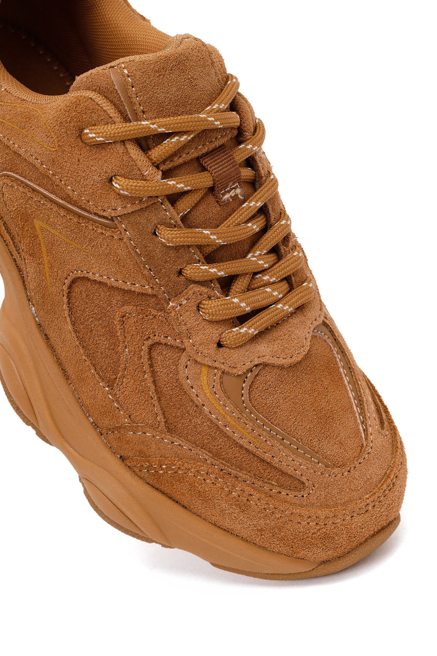 Kadın Vizon Bağcıklı Kalın Tabanlı Süet Deri Sneaker