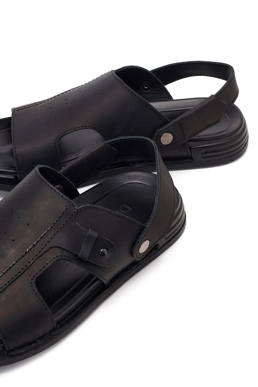 Male Black Nubuck Leather Sandals