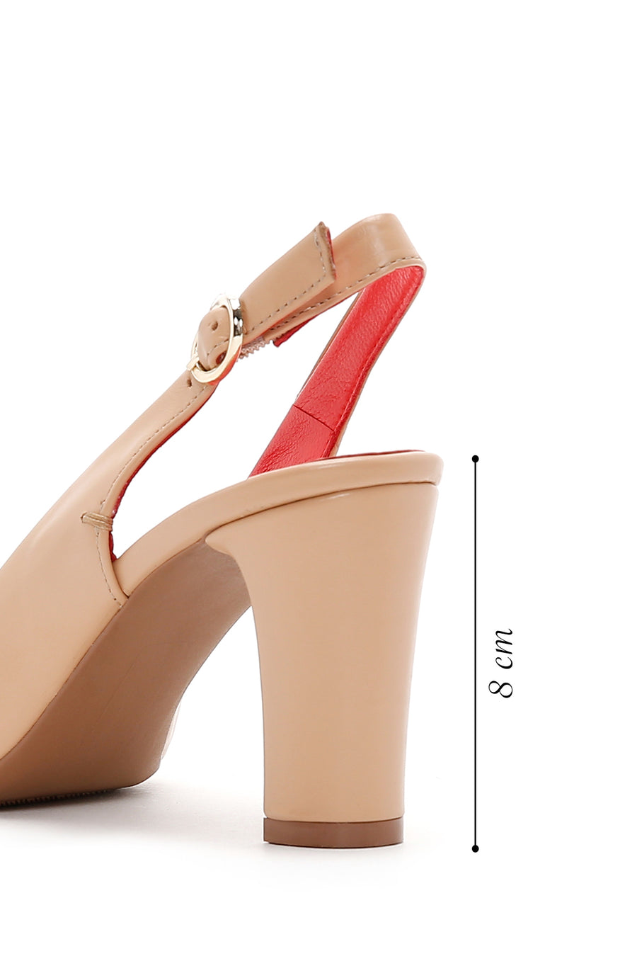 Derimod Gritti Women's Beige Open-Back Heeled Leather Shoes
