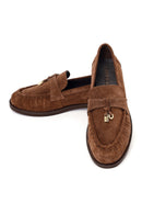 Kadın Ceviz Tokalı Süet Deri Maskülen Loafer | Derimod