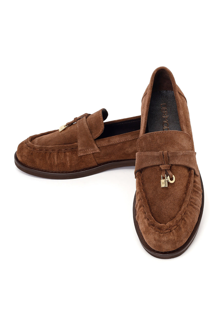 Kadın Ceviz Tokalı Süet Deri Maskülen Loafer