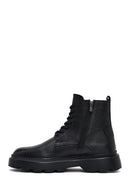 Male Black Zip Closure Thick-Soled Leather Boots | Derimod