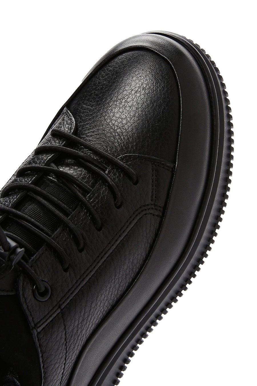 Men's Black Lace-up Leather Sneaker