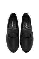 Women's Black Leather Masculine Loafer | Derimod