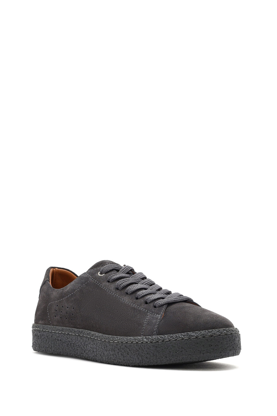 Men's Gray Lace-Up Suede Leather Sneaker