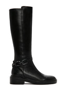 Woman Black Zippered Buckle Detail Leather Casual Boots | Derimod