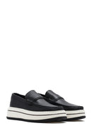 Erkek Siyah Kalın Tabanlı Deri Casual Loafer | Derimod