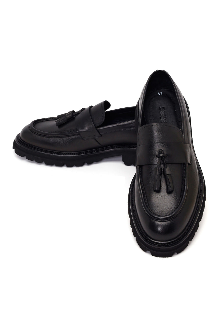 Erkek Siyah Püsküllü Deri Casual Loafer