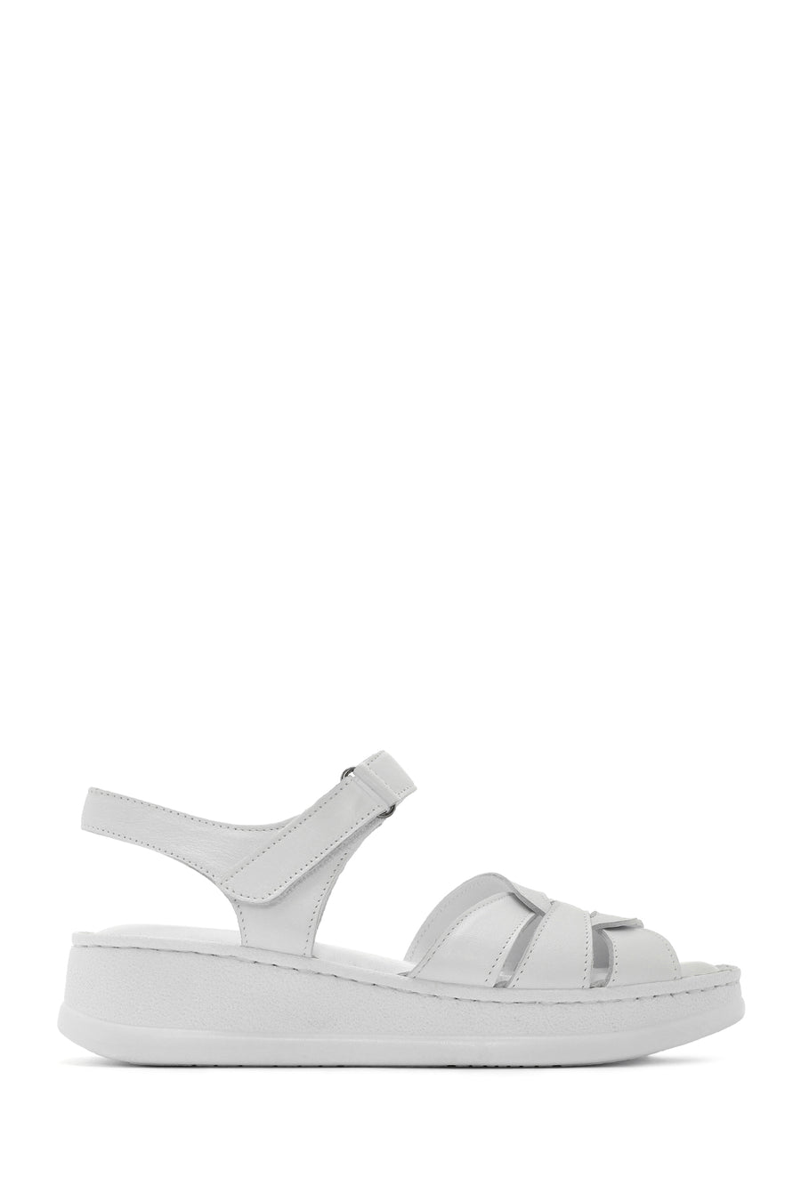 Women's White Ankle Strap Thick Soled Leather Comfort Sandals 26SFD320518 | Derimod