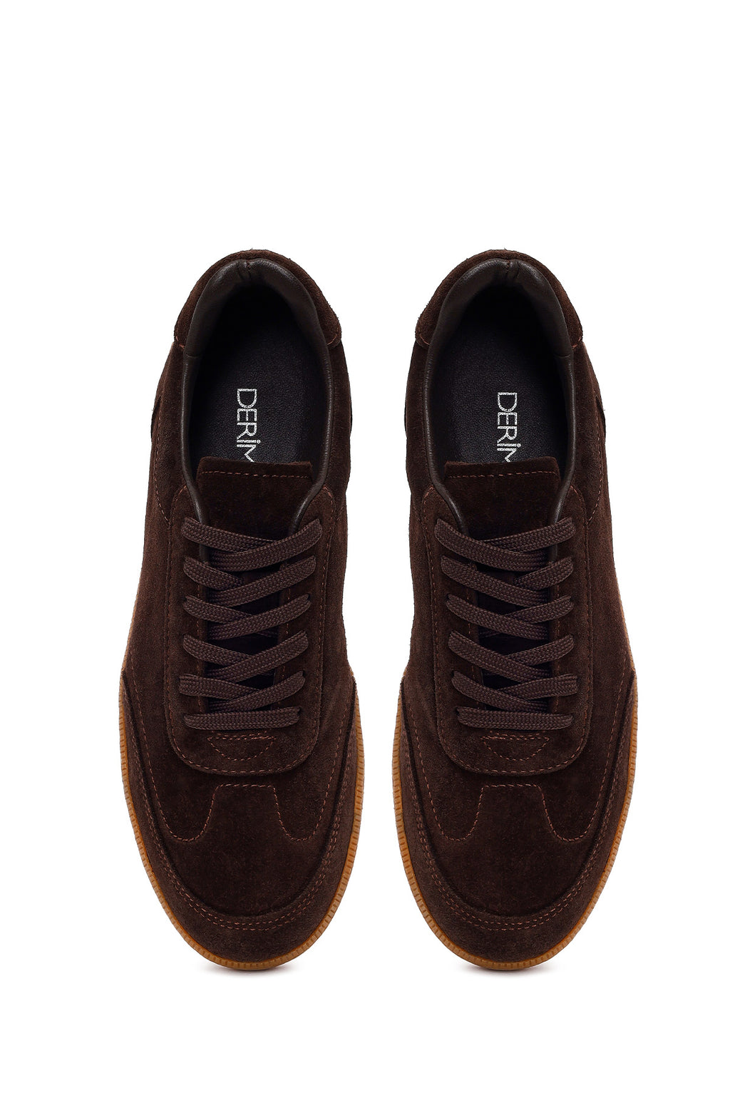Erkek Kahverengi Bağcıklı Süet Deri Sneaker