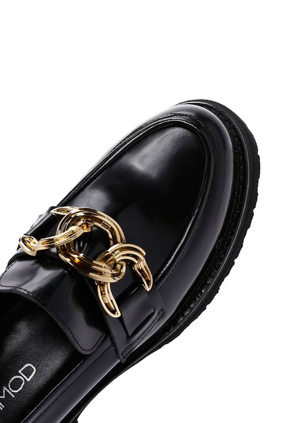 Women's Black Patent Leather Buckle Casual Loafer
