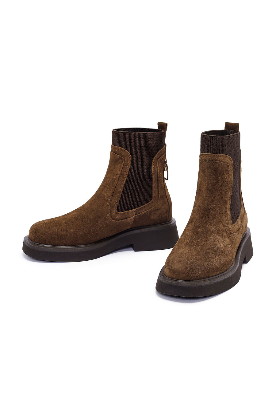 Women's Tan Suede Leather Chelsea Boots
