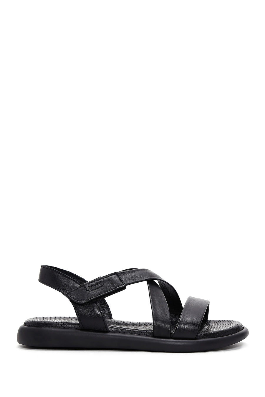 Kadın Siyah Deri Comfort Sandalet 23SFD360618 | Derimod