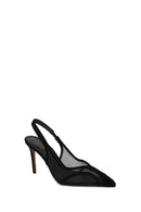 Woman Black High Thin Heeled Backless Suede Shoes | Derimod