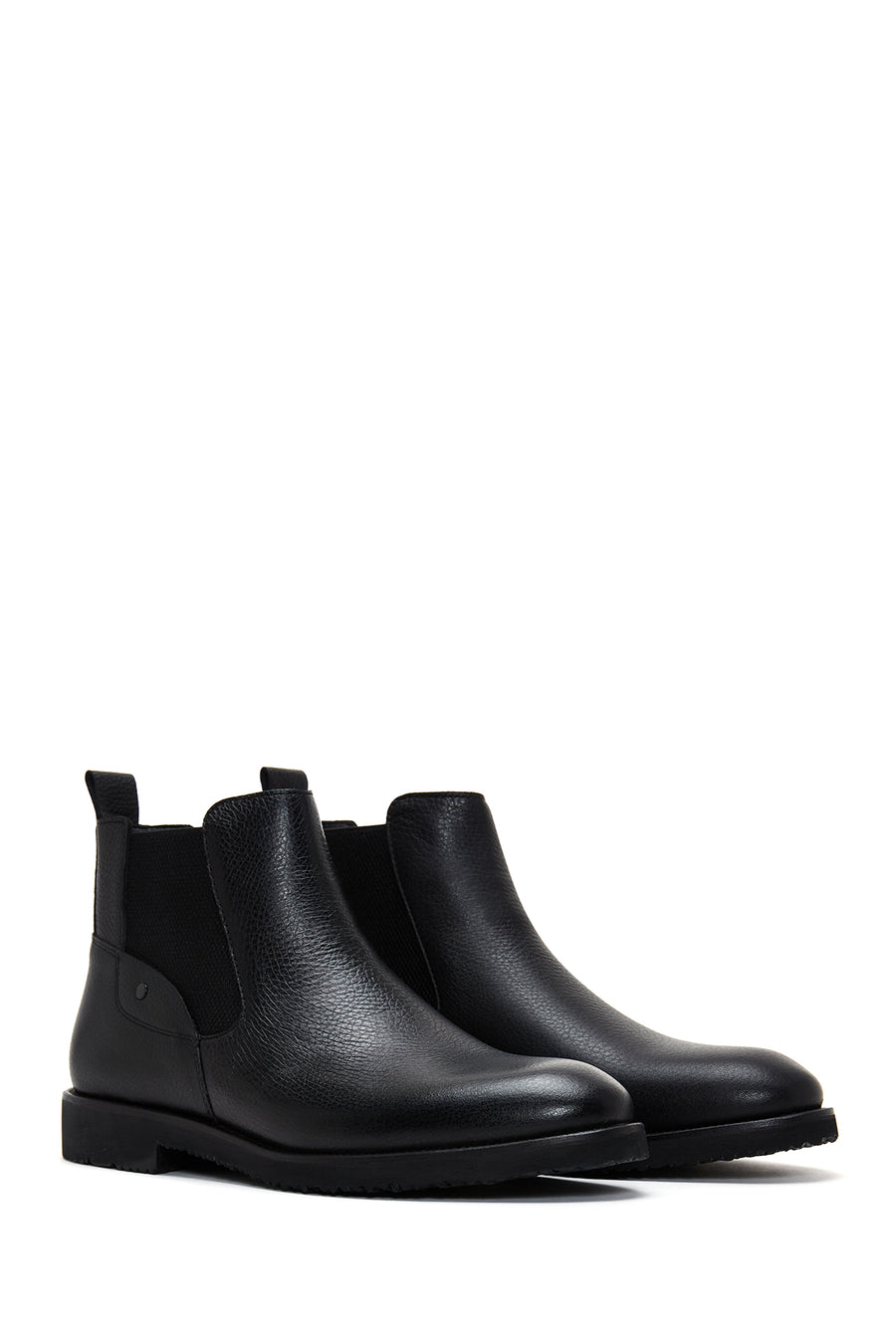 Men's Black Leather Chelsea Flat Boots