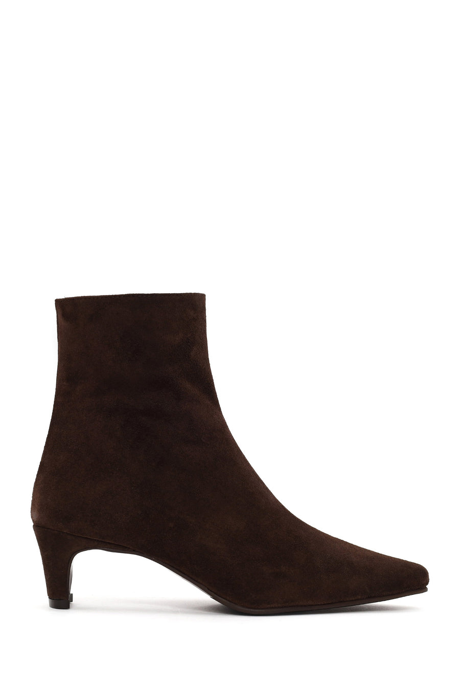 Woman Brown Zip Closure Chunky-Heeled Suede Leather Boots WF190008DS | Derimod