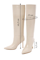 Women's Beige Thin Heeled Leather Boots | Derimod