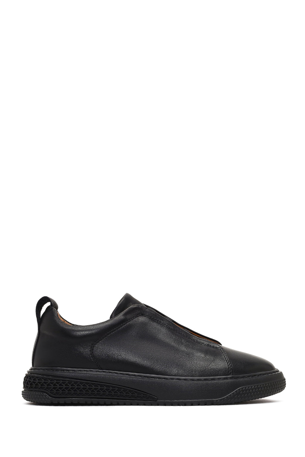 Erkek Siyah Kalın Tabanlı Deri Sneaker