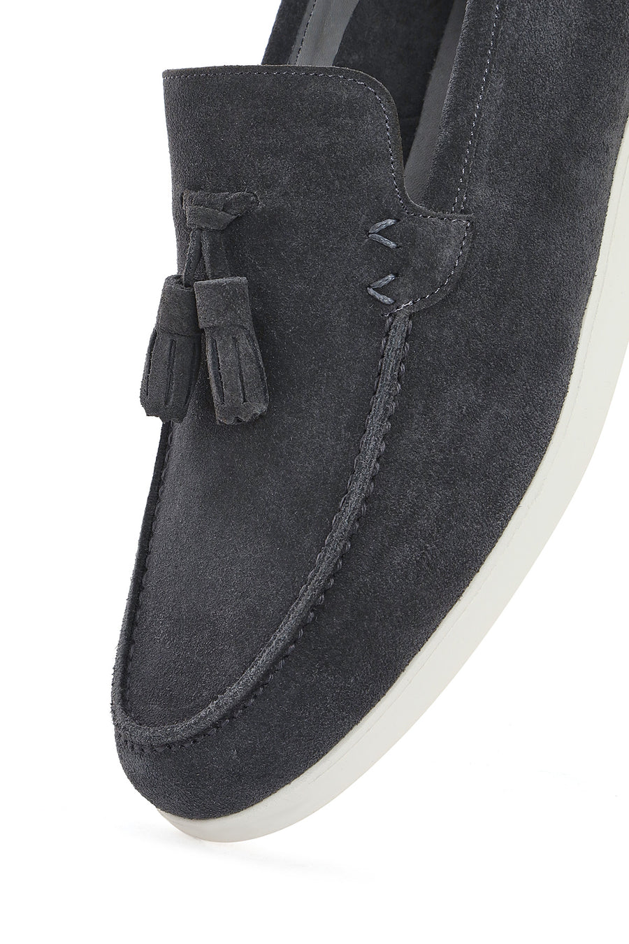 Men's Gray Tassel Suede Leather Casual Loafer
