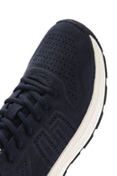 Men's Navy Blue Lace-Up Nubuck Leather Sneaker | Derimod