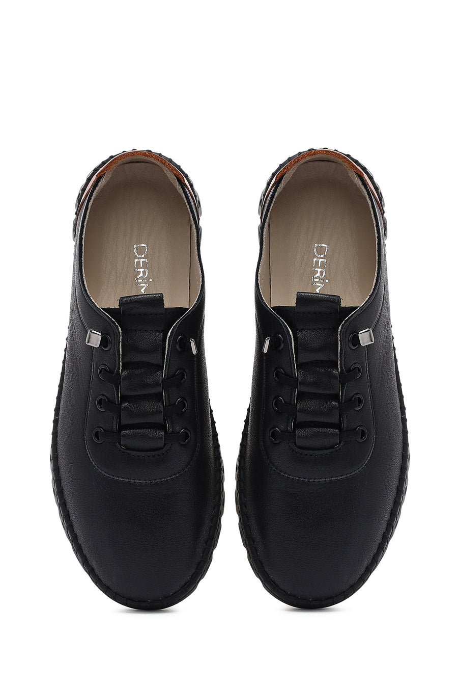 Women's Black Lace-Up Leather Sneaker